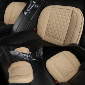 Black Panther Luxury Faux Leather Car Seat Cover Front Bottom Seat Cushion Cover, Anti-Slip and Wrap Around The Bottom, Fits 95% of Vehicles - 1 Piece,Beige