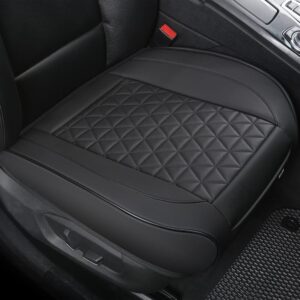 black panther 1 pair luxury faux leather car seat covers front bottom seat cushion covers, anti-slip and wrap around the bottom, fit 95% of vehicles - black