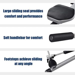 Goplus Hydraulic Rowing Machine, Full Motion Folding Rower with LCD Monitor, Adjustable Resistance and Full Arm Extensions for Home Use