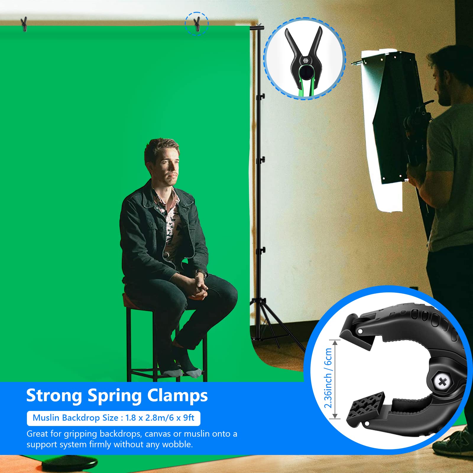 Neewer Photography Backdrop 400W 5500K Continuous Umbrella Studio Lighting Kit 6x9 feet Muslin Chromakey Green Screen and 2.6x3 Meters/8.5x10 Feet Backdrop Stand Support System for Photo Video Shoot