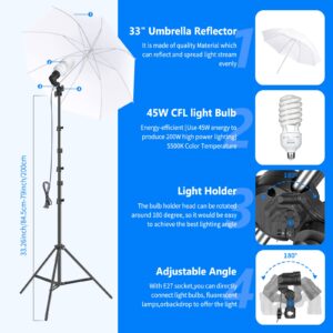 Neewer Photography Backdrop 400W 5500K Continuous Umbrella Studio Lighting Kit 6x9 feet Muslin Chromakey Green Screen and 2.6x3 Meters/8.5x10 Feet Backdrop Stand Support System for Photo Video Shoot