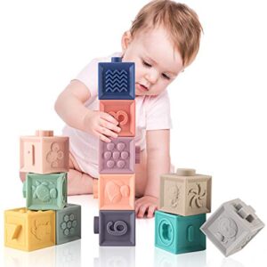 mixi baby toys blocks, soft blocks for babies 6 month baby toys teething toys infant toys baby building blocks montessori developmental toys with numbers animals shapes for baby 6 months and up 12pcs