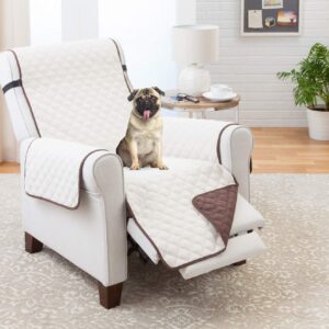 Couch Guard XL Recliner/Chair Cover - Stylish Sofa Slipcover - Shield & Protects from Pets, Kids, Stains - Reversible, Convenient Pocket, Easy Wash & Dry - Chocolate/Tan