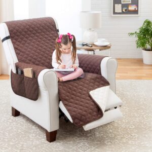 Couch Guard XL Recliner/Chair Cover - Stylish Sofa Slipcover - Shield & Protects from Pets, Kids, Stains - Reversible, Convenient Pocket, Easy Wash & Dry - Chocolate/Tan