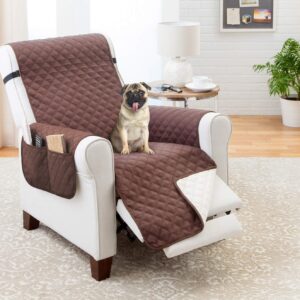 Couch Guard XL Recliner/Chair Cover - Stylish Sofa Slipcover - Shield & Protects from Pets, Kids, Stains - Reversible, Convenient Pocket, Easy Wash & Dry - Chocolate/Tan