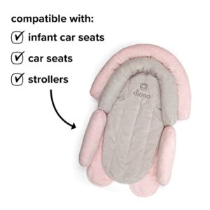 Diono Cuddle Soft 2-in-1 Baby Head Neck Body Support Pillow For Newborn Baby Super Soft Car Seat Insert Cushion, Perfect for Infant Car Seats, Convertible Car Seats, Strollers, Gray/Pink