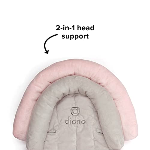 Diono Cuddle Soft 2-in-1 Baby Head Neck Body Support Pillow For Newborn Baby Super Soft Car Seat Insert Cushion, Perfect for Infant Car Seats, Convertible Car Seats, Strollers, Gray/Pink