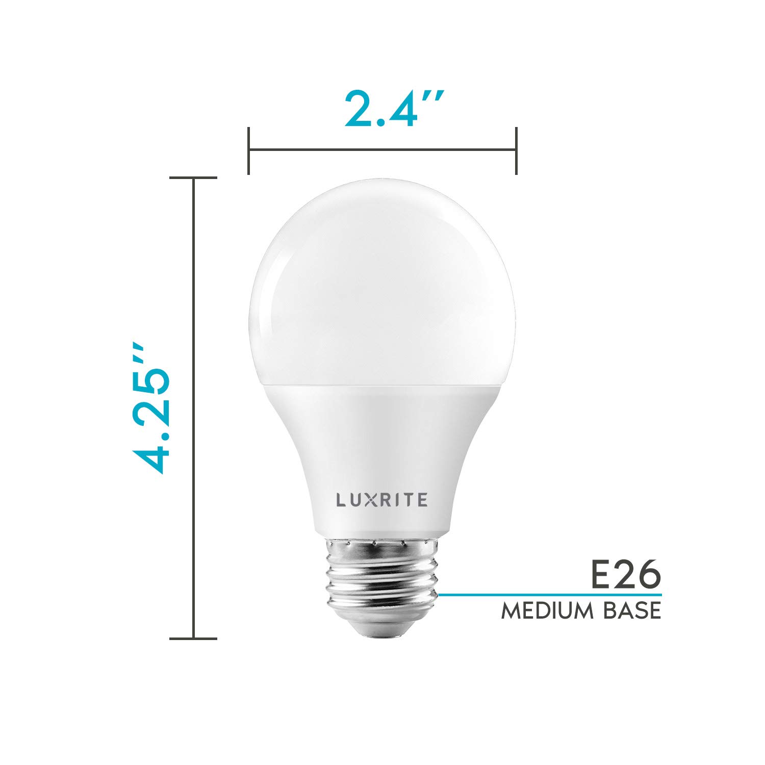 LUXRITE A19 LED Bulb 75W Equivalent, 1100 Lumens, 5000K Bright White, Dimmable Standard LED Light Bulbs 11W, Enclosed Fixture Rated, Energy Star, E26 Medium Base - Indoor and Outdoor (6 Pack)