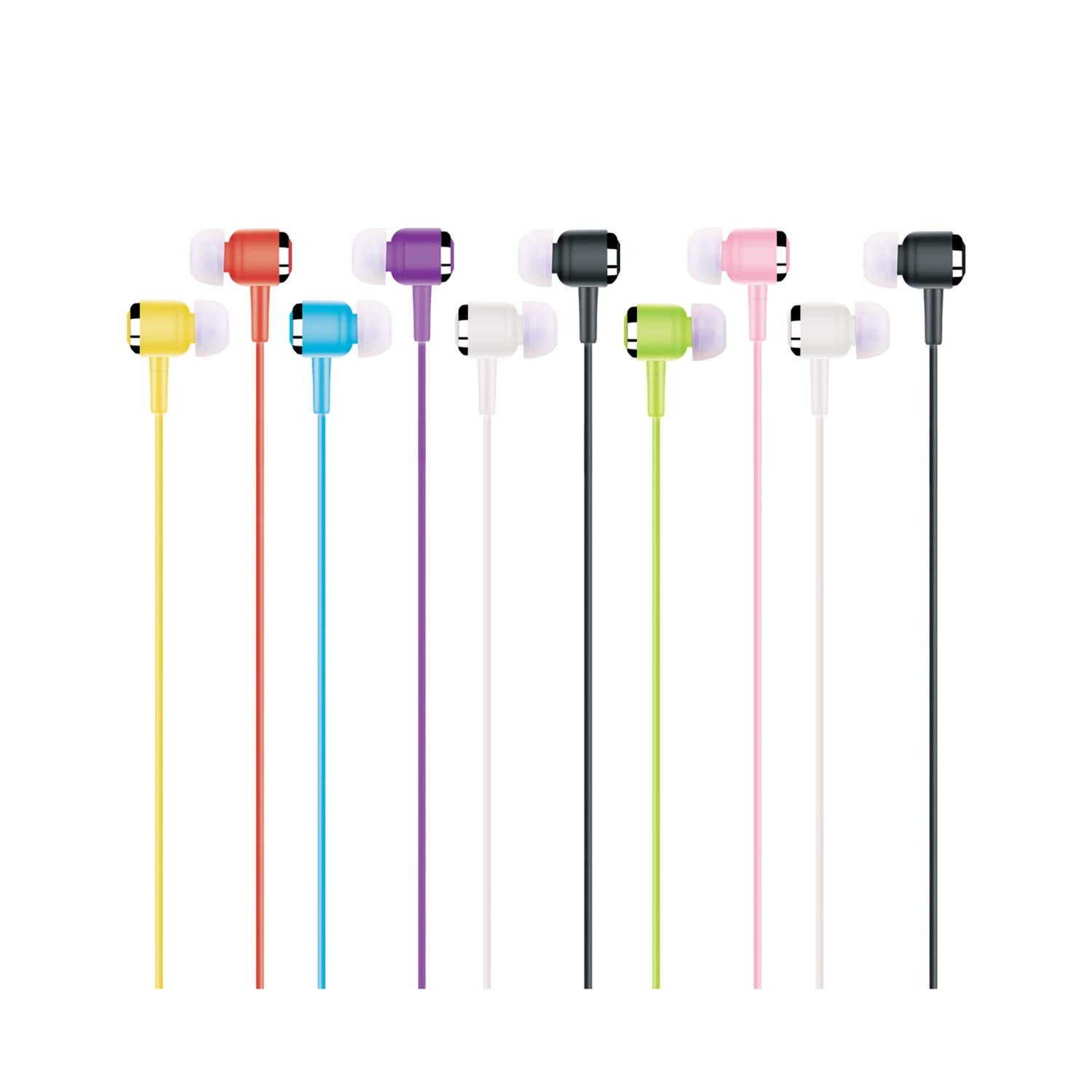 GADGET.COOL Wired Earbuds 10 Pack Bulk, Balanced Stereo Sound and Bass in-Ear Headphones with Ear Tip Replacements for iPhone Android Smartphone Tablet Laptop Computer School Classroom