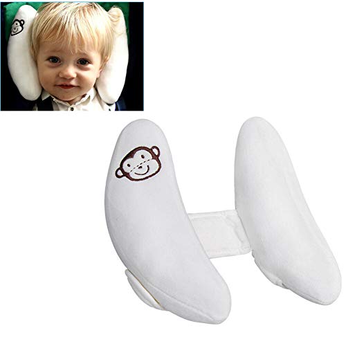 Baby Adjustable Head Neck Support - Banana Shape Travel Pram Pillow Cushion, Headrest for Car Seat Pushchair Stroller Rocker