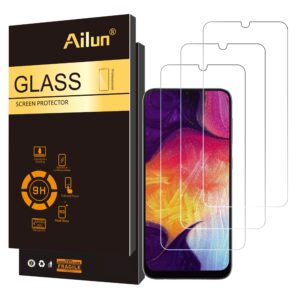 ailun screen protector for samsung galaxy a50,a30,a50s,a30s,a40,m30,m31 tempered glass screen protector 3pack 9h hardness 2.5d edge,case friendly