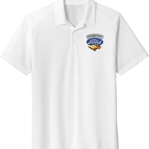 Ford Mustang Genuine Parts Pocket Print Tri Blend Polo, White XL