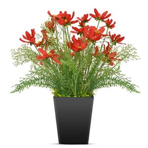 luxsego silk artificial flowers coreopsis faux flowers, potted floral decor for garden, wedding, office table decor gifts idea for her or him, decorative home accessories(16.7in, red)