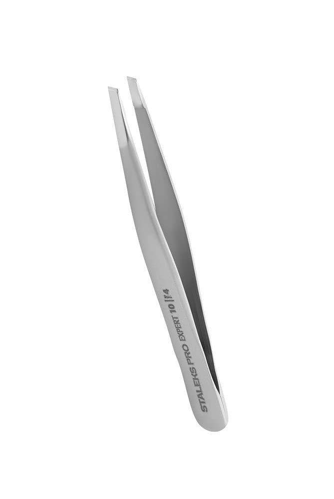 Tweezers For Eyebrow - STALEKS PRO - type 4 - Surgical Stainless Steel - Slant Tip Tweezer - Durability - Precision - Handmade - For Experts - And Professionals.