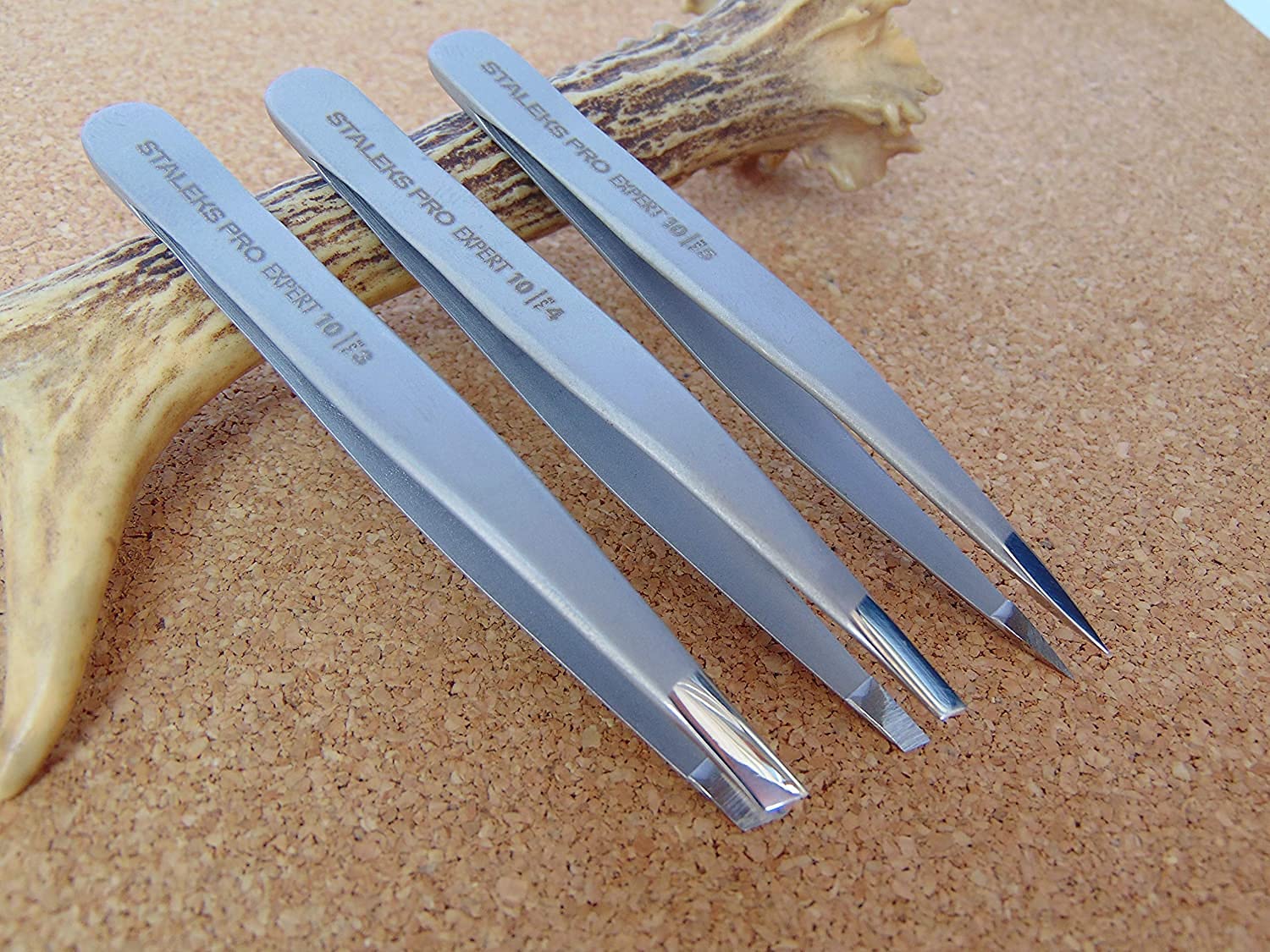 Tweezers For Eyebrow - STALEKS PRO - type 4 - Surgical Stainless Steel - Slant Tip Tweezer - Durability - Precision - Handmade - For Experts - And Professionals.