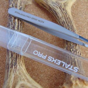 Tweezers For Eyebrow - STALEKS PRO - type 4 - Surgical Stainless Steel - Slant Tip Tweezer - Durability - Precision - Handmade - For Experts - And Professionals.