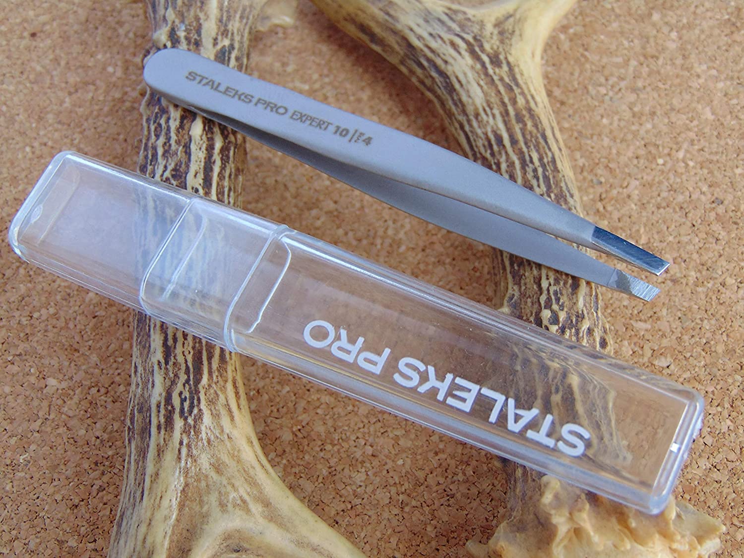 Tweezers For Eyebrow - STALEKS PRO - type 4 - Surgical Stainless Steel - Slant Tip Tweezer - Durability - Precision - Handmade - For Experts - And Professionals.