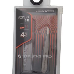 Tweezers For Eyebrow - STALEKS PRO - type 4 - Surgical Stainless Steel - Slant Tip Tweezer - Durability - Precision - Handmade - For Experts - And Professionals.