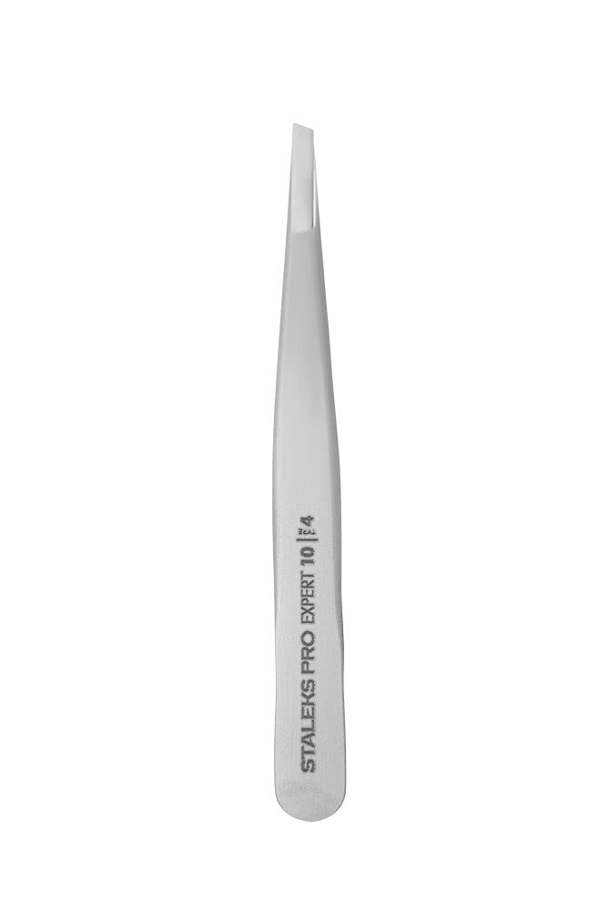 Tweezers For Eyebrow - STALEKS PRO - type 4 - Surgical Stainless Steel - Slant Tip Tweezer - Durability - Precision - Handmade - For Experts - And Professionals.