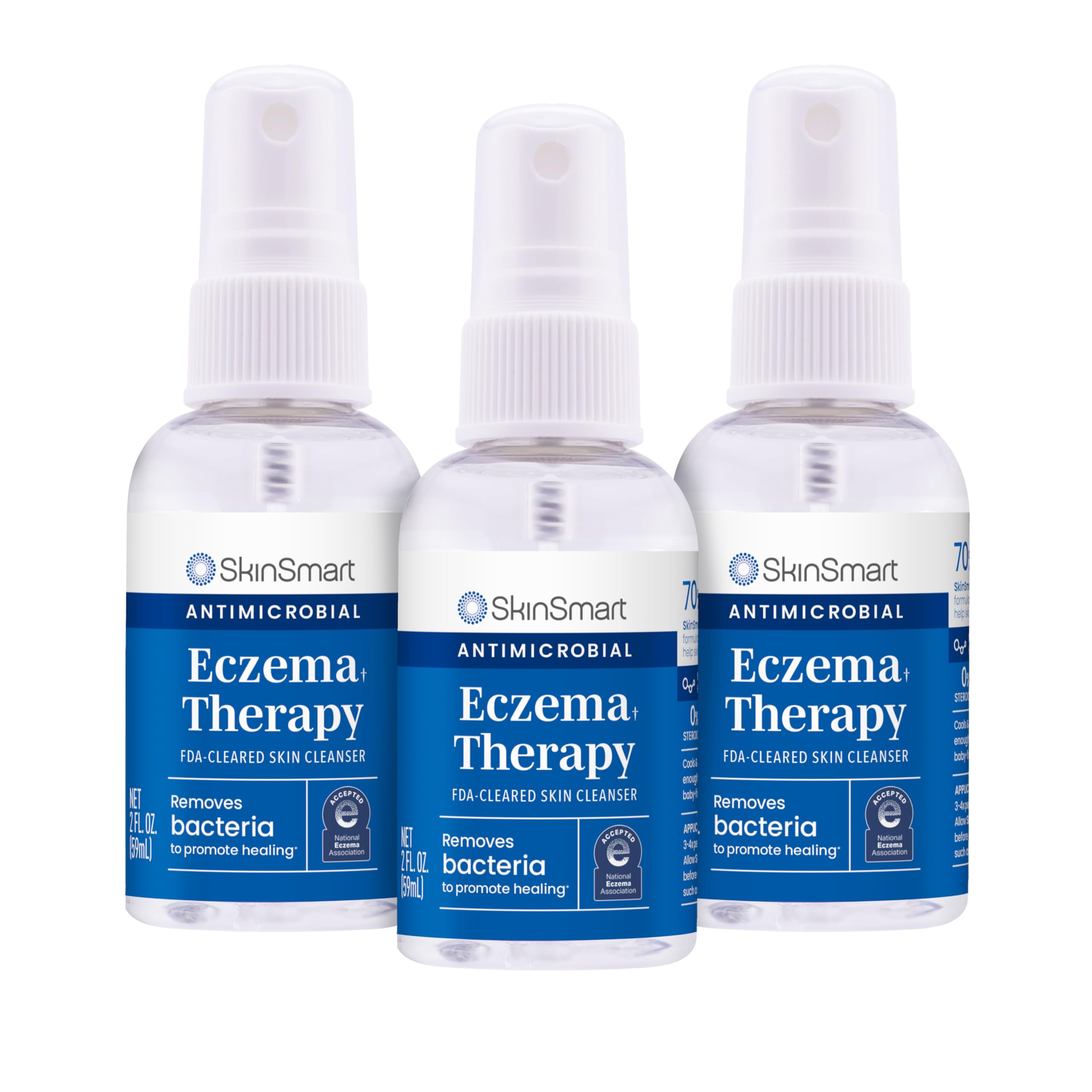 SkinSmart Eczema Therapy, Hypochlorous Antimicrobial Safely Removes Bacteria, so Your Skin Can Heal, Travel Size 2 Ounce Spray (Pack of 3)