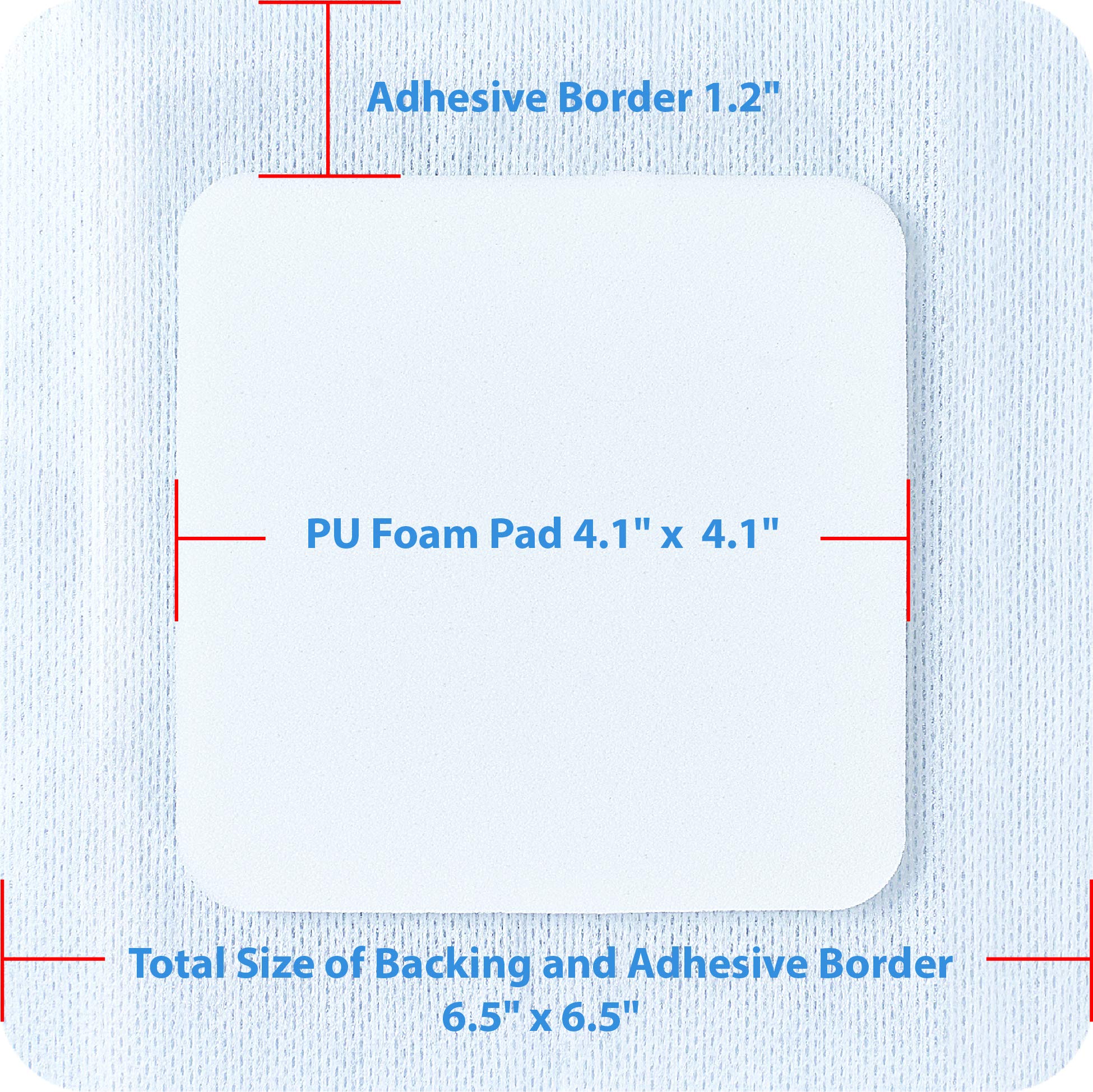 Foam Wound Dressing with Adhesive Border 6.5" x 6.5" Central Foam: 4.1" x 4.1" Thickness 5 mm 5 per Box by Areza Medical