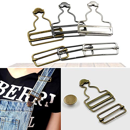 6 Sets Overall Buckles Metal Suspender Replacement Buckles with Rectangle Buckle Slider and No-Sew Buttons for Overalls Bib Pants Trousers Jeans (38 MM)