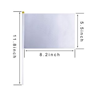 Consummate 25 Pack Solid White Blank Flag Small Mini Plain White DIY Flags On Stick, Party Decorations for Parades, Grand Opening, Kids Birthday, Party Events Celebration, 8.2 x 5.5 inchs, 11.8 inchs