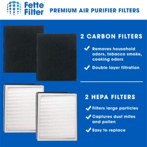 Fette Filter - 2 HEPA Filter & 2Carbon Filter Compatible with Idylis Air Purifiers Type D. For Models IAF-H-100D, AC-2118 AC-2123, IAP-10-280, 1AP10280.