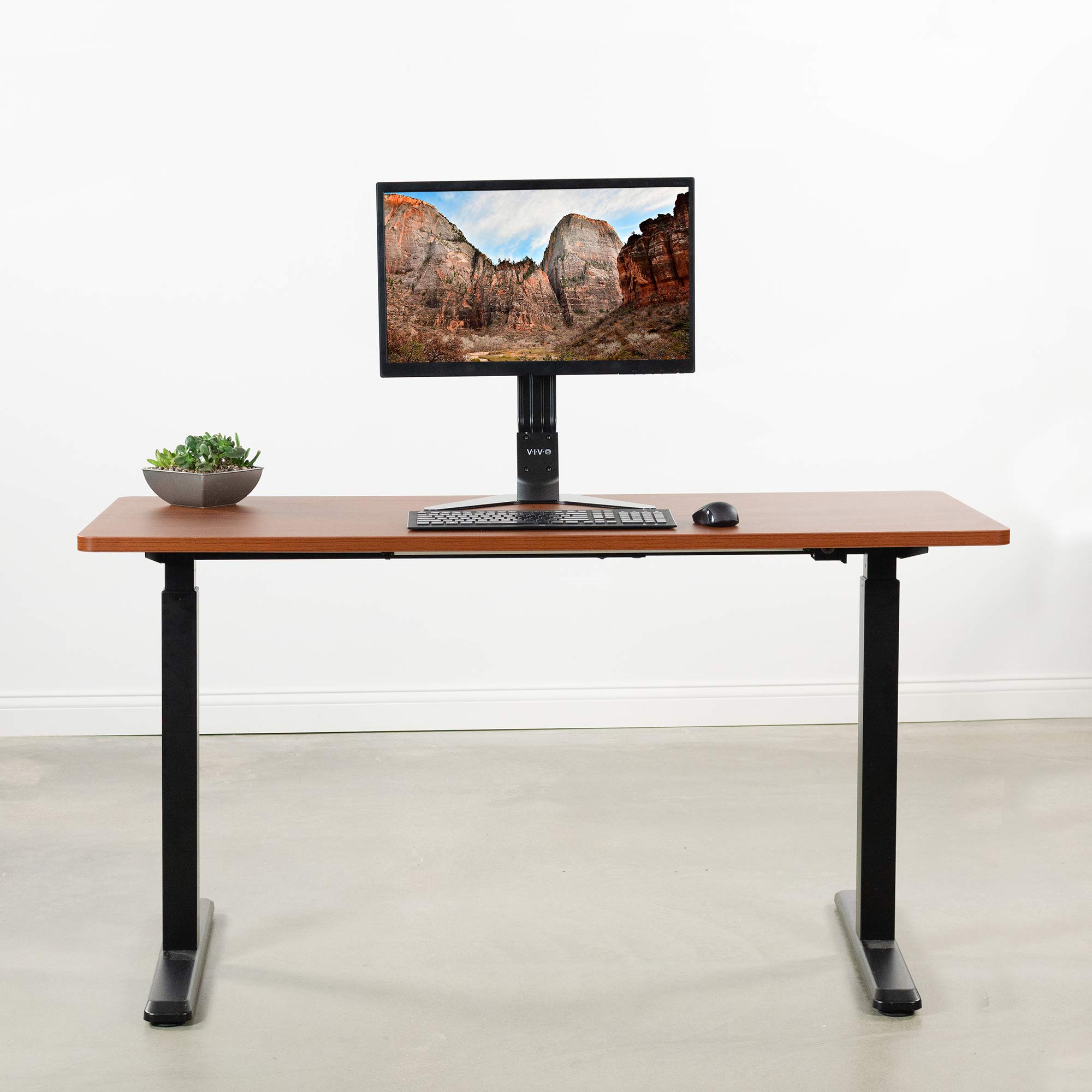 VIVO Dark Walnut 60 x 24 inch Universal Solid One-Piece Table Top for Standard and Sit to Stand Height Adjustable Home and Office Desk Frames, DESK-TOP60D