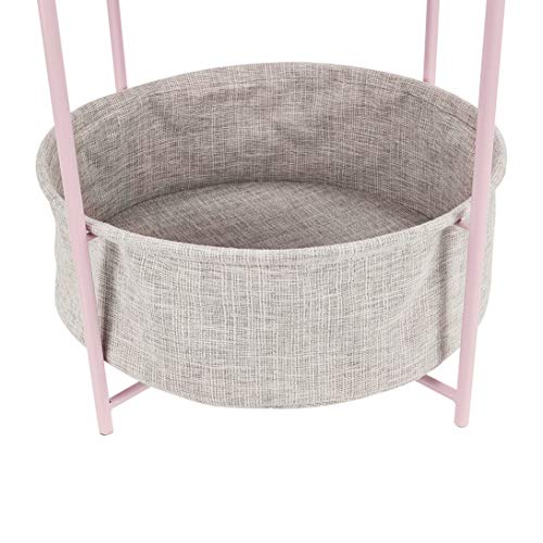 Amazon Basics Round Storage End Table, Side Table with Cloth Basket, Dusty Pink, 17.7"D x 17.7"W x 18.9"H