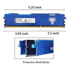 Yongxinsheng DDR3 8GB Desktop RAM 1600MHz PC3-12800 UDIMM Non-ECC Unbuffered 1.5V 2Rx8 Dual Rank 240 Pin CL11 PC Computer Memory Upgrade Module (Blue)