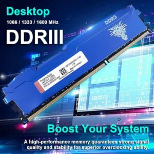 Yongxinsheng DDR3 8GB Desktop RAM 1600MHz PC3-12800 UDIMM Non-ECC Unbuffered 1.5V 2Rx8 Dual Rank 240 Pin CL11 PC Computer Memory Upgrade Module (Blue)
