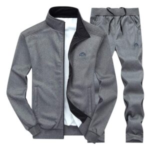 PASOK Men's Casual Tracksuit Long Sleeve Full Zip Running Jogging Sweatsuit Athletic Sports Set Dark Gray M