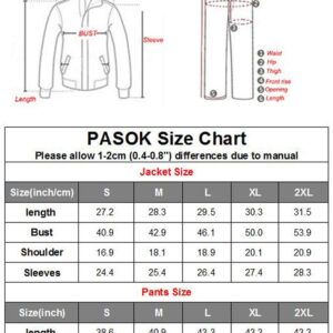 PASOK Men's Casual Tracksuit Long Sleeve Full Zip Running Jogging Sweatsuit Athletic Sports Set Dark Gray M