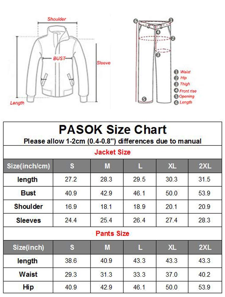 PASOK Men's Casual Tracksuit Long Sleeve Full Zip Running Jogging Sweatsuit Athletic Sports Set Dark Gray M