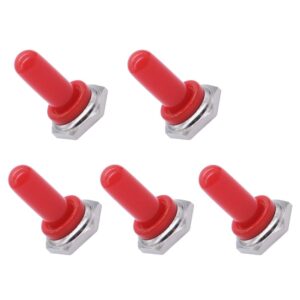 mxuteuk 5pcs red 12mm rubber rocker toggle switch knob hat waterproof boot cover cap ten-mz-r