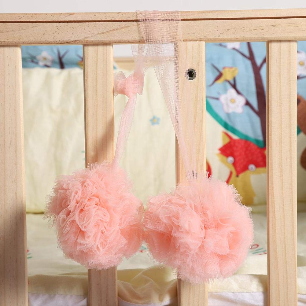 Flower Ball Bed Decor Baby BedNet Hanging Canopy for Babies Crib Accessories Wall Pendant Decoration for Kids Room (Pink)