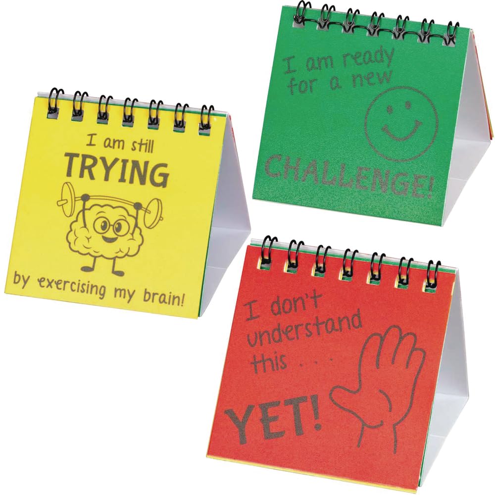 Really Good Stuff The Power of Yet! Self-Assessment Mini Flip Chart, Set of 12 – Self-Assessment Cards for Students in Grades K-5, Promote a Growth Mindset with Motivational Messages