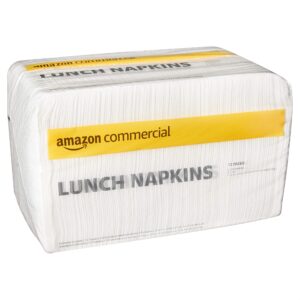 amazoncommercial 1-ply white lunch napkins, bulk, disposable paper napkins, fsc certified, 250 napkins per pack (12 packs)(12 x 12 sheet)