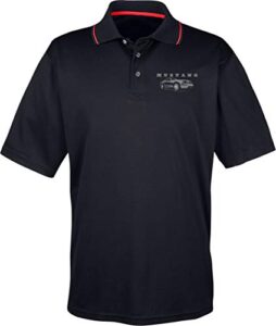 ford mustang with grill pocket print two tone polo, black 2xl