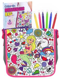 purple ladybug color your own bag with 6 markers craft set - unique mermaid crafts for girls ages 6-8 & mermaid gifts for girls 5-7 years old, craft kits for girls ages 6-8, summer crafts for kids