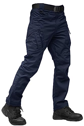 TACVASEN Tactical Pants Men Lightweight Hiking Pants for Men Long Working Pants Military Cargo Pants Outdoor Adventure Pants Men Hunting Pants Navy