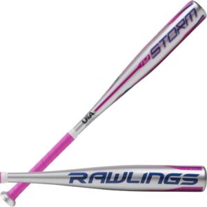 rawlings | storm t-ball bat | usa softball & baseball | -12 drop | 24" | silver/pink