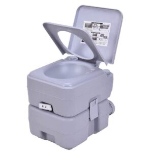 s afstar portable flush toilet potty commode 5.3 gallon 20l for camping rv, boating and other recreational activities, powerful push pump compact commode w/waste tank & built-in rotating spout
