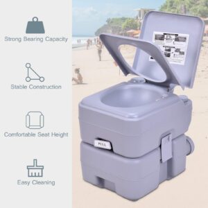 S AFSTAR Portable Flush Toilet Potty Commode 5.3 Gallon 20L for Camping RV, Boating and Other Recreational Activities, Powerful Push Pump Compact Commode w/Waste Tank & Built-in Rotating Spout