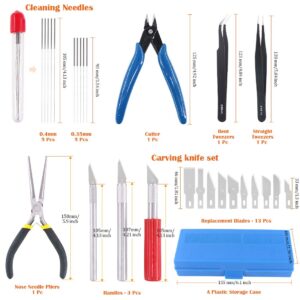 Rustark 40 Piece 3D Printer Accessories Tool Kit, Spatulas,Tweezers,File, Needles,Cutting Mat and More 3D Printing Tools for Removal, Clean-up, Finish 3D Printers