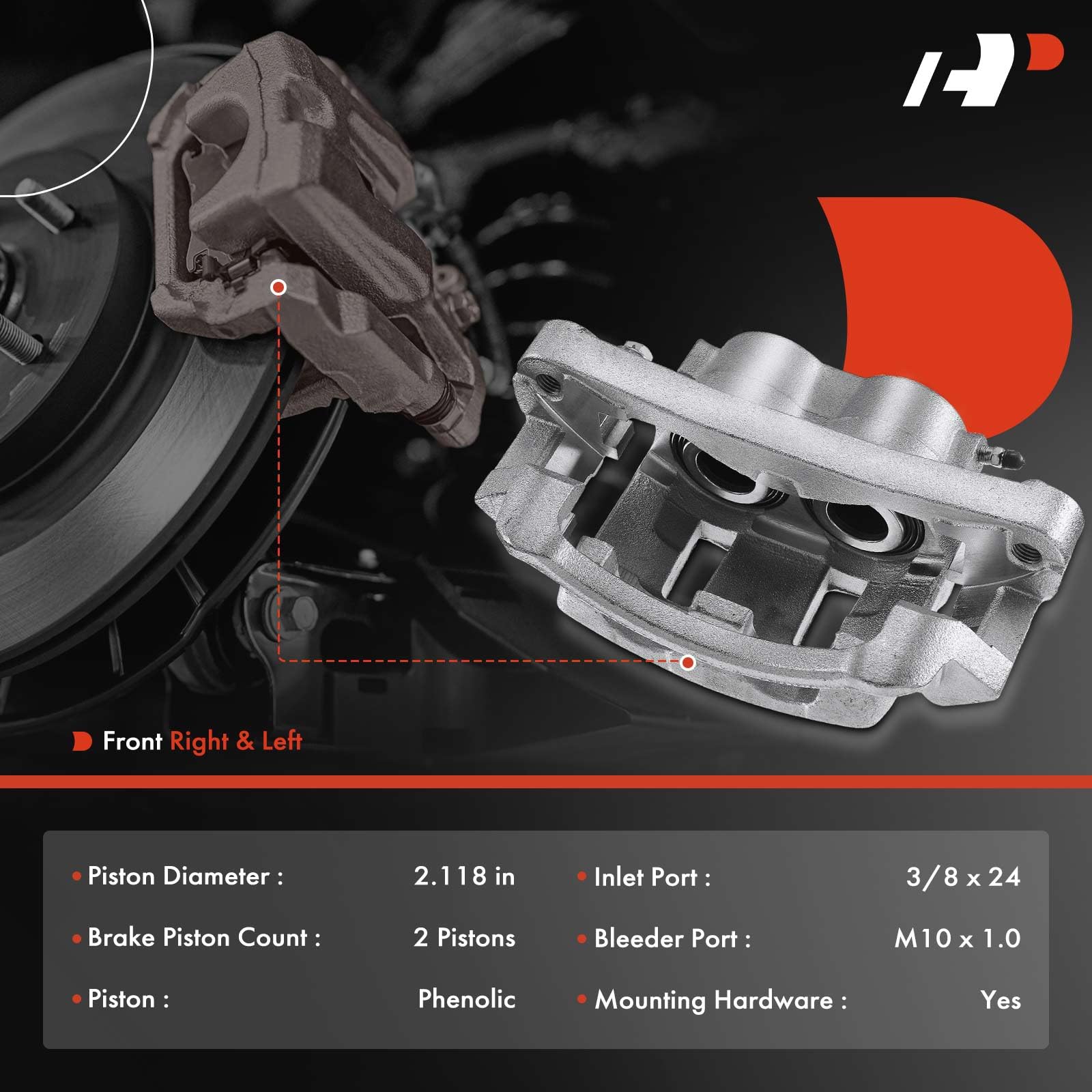 A-Premium Disc Brake Caliper Assembly with Bracket Compatible with Ford Excursion 2000-2005 F-250 Super Duty F-350 Super Duty 1999-2004 Front Left and Right Side 2-PC Set