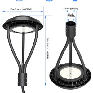 80W LED Post Top Light ETL&DLC Listed 11200Lm Adjustable CCT 3000K/4000K/5000K Dusk to Dawn LED Pole Top Light IP65 Waterproof for Outdoor Commercial Pole Mount Light Fixture AC100-277V