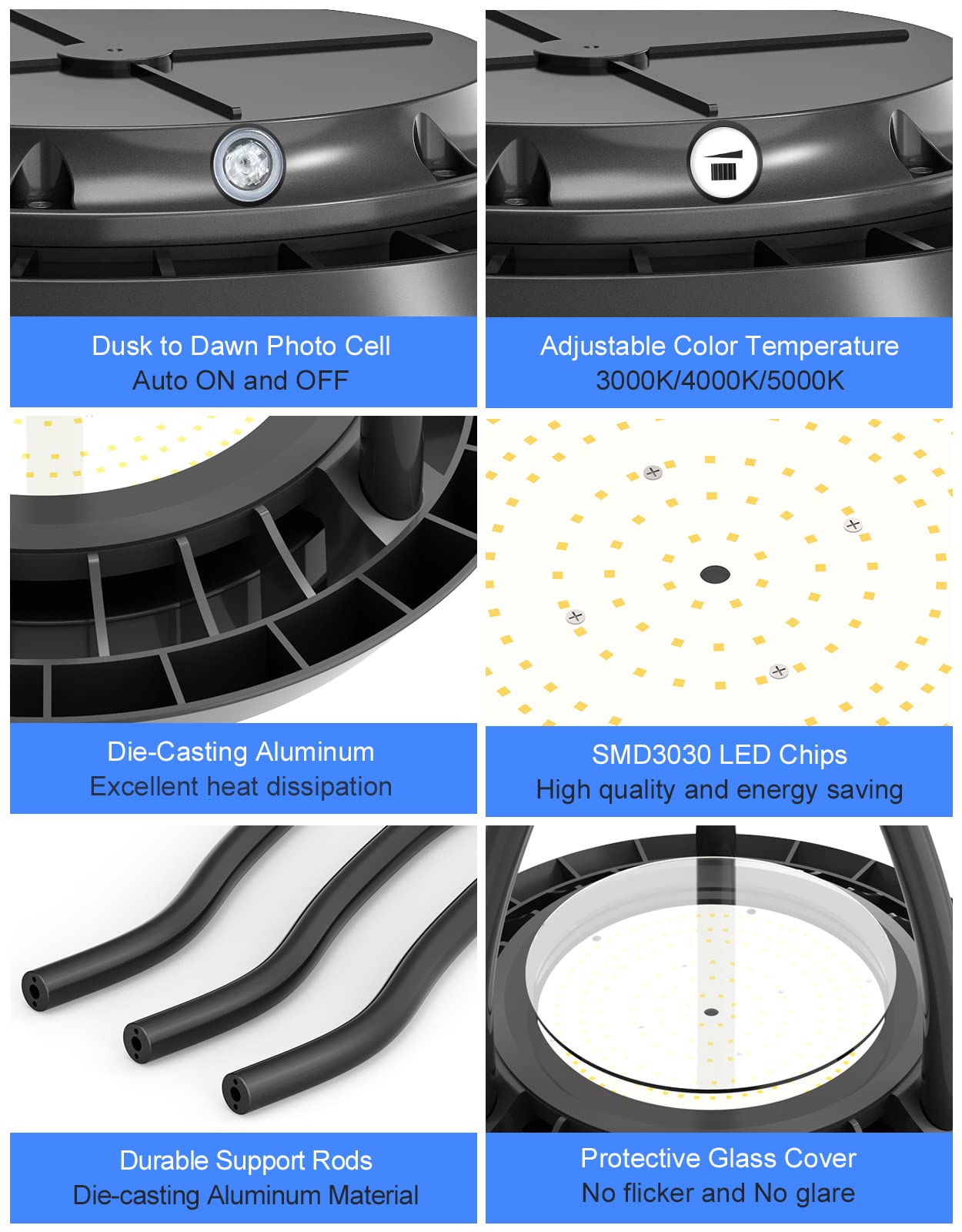 80W LED Post Top Light ETL&DLC Listed 11200Lm Adjustable CCT 3000K/4000K/5000K Dusk to Dawn LED Pole Top Light IP65 Waterproof for Outdoor Commercial Pole Mount Light Fixture AC100-277V