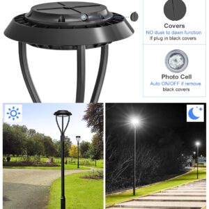 80W LED Post Top Light ETL&DLC Listed 11200Lm Adjustable CCT 3000K/4000K/5000K Dusk to Dawn LED Pole Top Light IP65 Waterproof for Outdoor Commercial Pole Mount Light Fixture AC100-277V